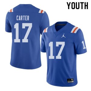 Youth Florida Gators #17 Zachary Carter NCAA Jordan Brand Royal Throwback Alternate Authentic Stitched College Football Jersey SHX5362XC